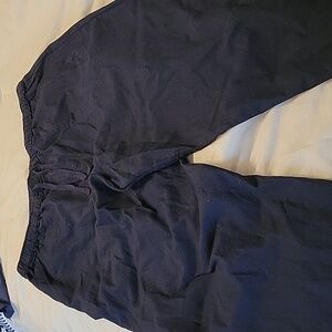 Wide Leg cropped blue linen pant, size XL